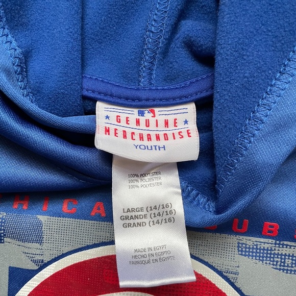 Youth MLB Chicago Cubs Blue Hooded Sweatshirt Sz Large - Picture 3 of 6